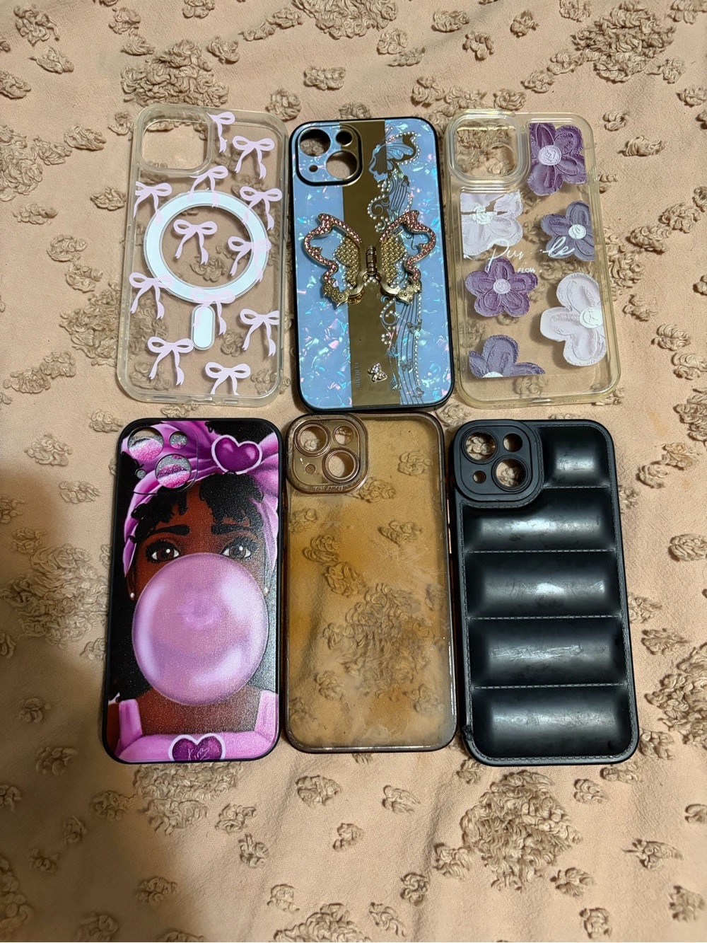 Phone Case  iPhone 14 Bundle - Pink, Purple, Gold, Black